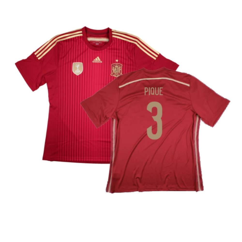 Spain 2014-2015 Home Shirt (World Cup Badge) (L) (Mint) (Pique 3)_0