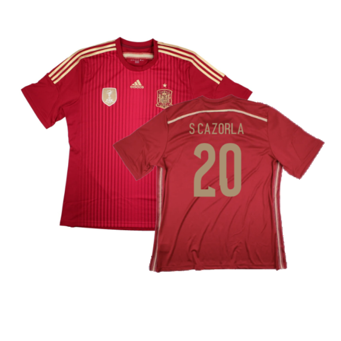 Spain 2014-2015 Home Shirt (World Cup Badge) (L) (Mint) (S Cazorla 20)