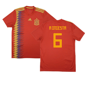 Spain 2018-20 Home Shirt (2XL) (A Iniesta 6) (Good)_0