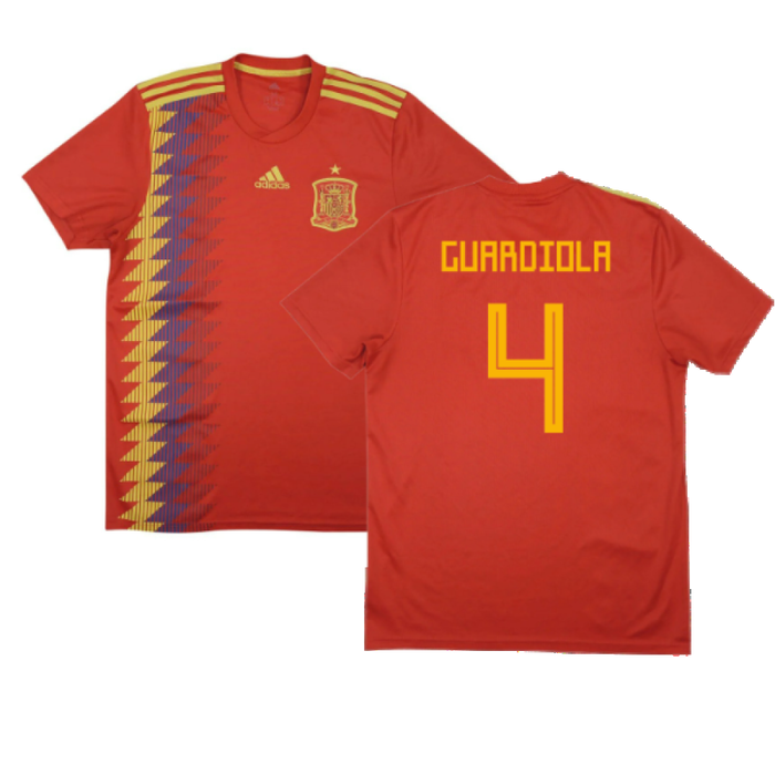 Spain 2018-20 Home Shirt (2XL) (Guardiola 4) (Good)