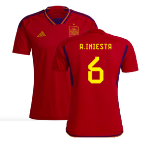 Spain 2022-23 Home Shirt (Womens XL-) (A.Iniesta 6) (Mint)_0