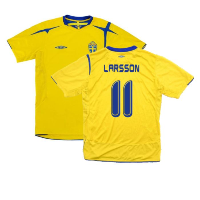 Sweden 2006-07 Home Shirt (XL) (Excellent) (Larsson 11)