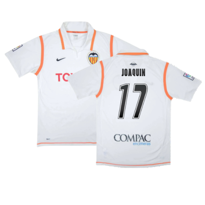 Valencia 2007-08 Home Shirt (XL) (Excellent) (Joaquin 17)